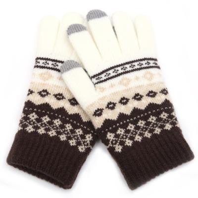 China 2021New Style Winter Gloves Magic Touch Screen Jacquard Winter Men Women Cycling Warm Stretch Knitted Wool Mittens Gloves for sale