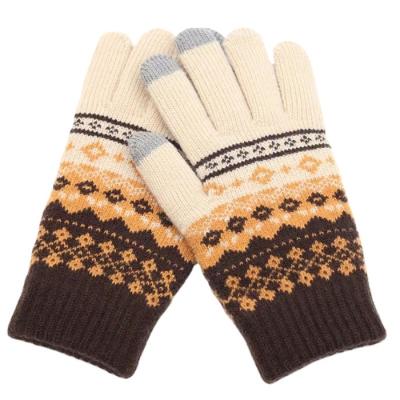 China 2021New Style Winter Gloves Magic Touch Screen Jacquard Winter Men Women Cycling Warm Stretch Knitted Wool Mittens Gloves for sale