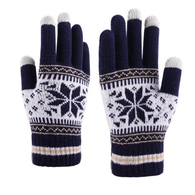 China Fashion Knitted Gloves Product On Snowflake Touch Screen Thick Warm Gloves For Women Winter Gloves For Outdoor Sports for sale