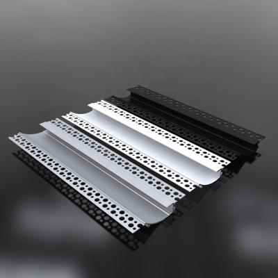 China Heatsink Anodized Plaster Recessed Drywall Profile Inside LED Corner Strip Aluminum Profiles With Metal Endcaps for sale