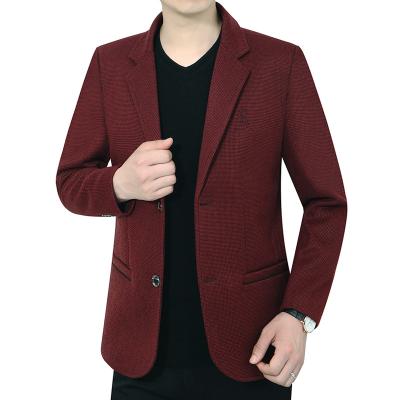 China Fall 2021 Men's Business Mid-Fifties Embroidered Blazer Men's Leisure Suit Small Plaid Anti-Shrink Tops Dads for sale