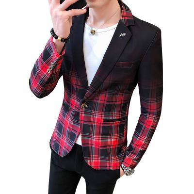 China 2021 fall new anti-shrink plaid contrast color men's small suit Korean thin suit men's new change coat for sale