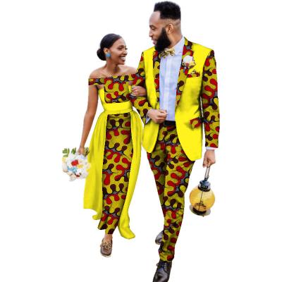 China Windproof Cotton Fashion Couples Wedding Dress Suit And Dress African Traditional African Women Blazer Dress Suit for sale