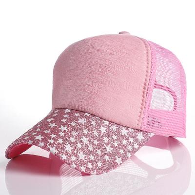 China YUEXING Free Sample JOINT Custom 5 Panel Sequins Pattern Trucker Mesh Hat for sale