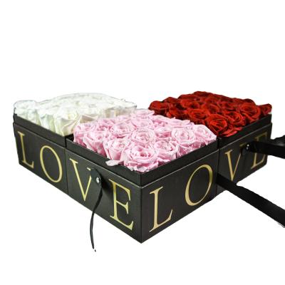 China China Factory Long Lasting Love Rose Flower Box Preserved Long Flower Box With Customized Logo Preserved Roses In Gift Box for sale