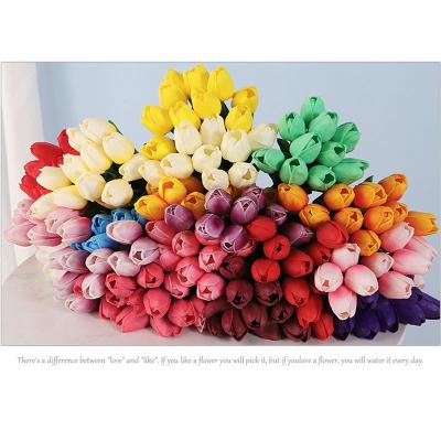 China Wholesale Durable PU Tulips Artificial Wedding Decorative Multicolor Artificial Tulip Dried Flowers For Home Decor for sale