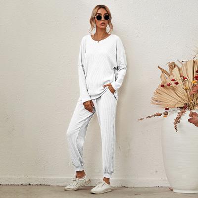 China Summer QUICK DRY Pajamas Wholesale 2 Piece Pajama Set Woman Solid Color Long Sleeve Ladies Pajamas for sale