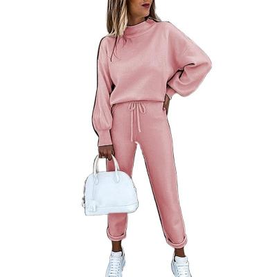 China Breathable Winter Sport Sets Clothing Women Sports Suit 2pcs Pink Color Hoodie Pants Coats Cotton Sweater Pants for sale