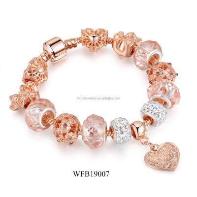 China Environmental Friendly Rose Gold Persobalized Custom Heart Charm Rhinestone Bead Bracelet JE T'AIME For Women for sale