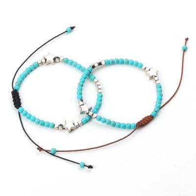 China FASHIONABLE Natural Turquoise Star Five-pointed Handwoven Bracelet Personalized Fashion Jewelry for sale