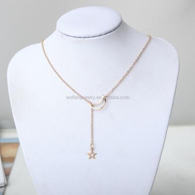 China Elegant Fashion Tiny Star and Moon Lasso Crescent Necklace for sale