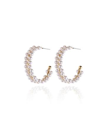 China TRENDY handwoven earring freshwater allergy free natural pearl earring for sale