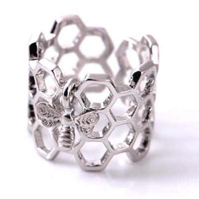 China Trendy Unique Bee Charm Honeycomb Ring for sale