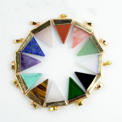 China FASHIONABLE Triangle Gemstone Pendant Amethyst Stone Charm Natural Stone Jewelry for sale