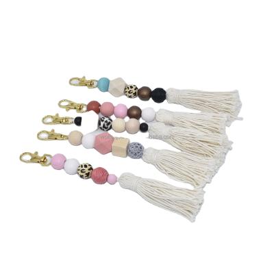 China Fasion wooden beads with cotton key chain for sale