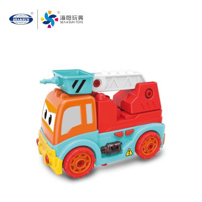 China Funny Educational Toy Children's Educational Self-contained Toys , Sound And Light One-piece Fire Engines for sale