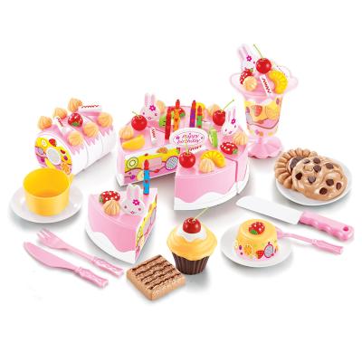 China Plastic 75 Pcs Pretend To Play Toy Kitchen Play Set Birthday Cake Toy For Kids for sale