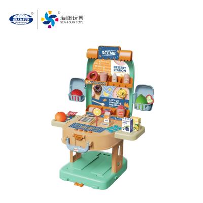 China Eco-friendly Material Children's Toys Pretend Games Supermarket Accessories Light Music 3 In 1 Supermarket Set for sale