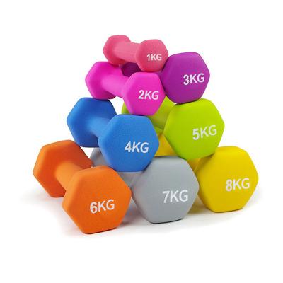 China Sponge type fitness dumbbell rubber dumbbell hex rubber dumbbell the cheapest rubber dumbbell for sale