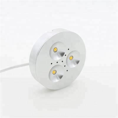 China Dimmable Item Under Cabinet Led Lighting 12v Puck Lights 3leds 120deg Invisible Install Brushed Nickel for sale