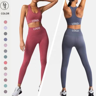 China Women's Breathable Sport Clothes High Waist Butt Lift Yoga Legging Sporty Suit Woman Activewear Set Logo Fitness Apparel Custom for sale