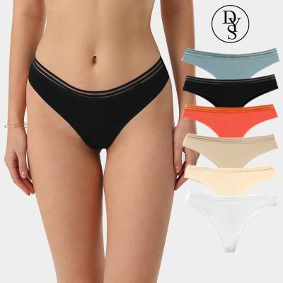 China Beautiful Ladies T Back Bikini Thong Panties Custom Black Breathable Invisible Breathable Cotton Thong Bottom Thong Models for sale