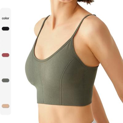 China Women's Sports Bra Private Label Breathable Adjustable Seamless Fitness Padded Camisole Tank Crop Top Yoga Bra for sale