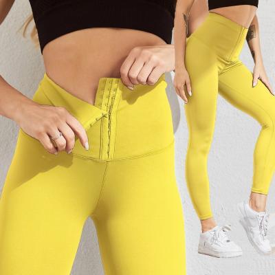 China Breathable Women Workout Gym Fitness Yoga Pants Trainer Corset 3 Row Compression Tummy Control Shapewear Waist Leggings for sale