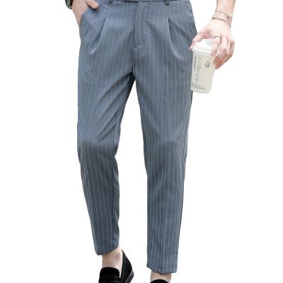 China Factory Supply Flat High Cost Effective Plus Size Pockets With Button Mens Striped Pants for sale