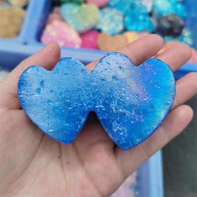 China China Plated Crystal Art Decoration Double Color Double Heart Multi Heart Crystal for sale