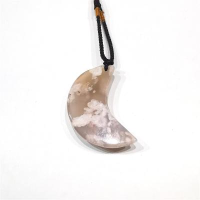 China Charm Cherry Blossom Agate Moon Necklace Cherry Blossom Jewelry China Crystal Jewelry Agate Moon Necklace Natural Women Dangle Diy for sale