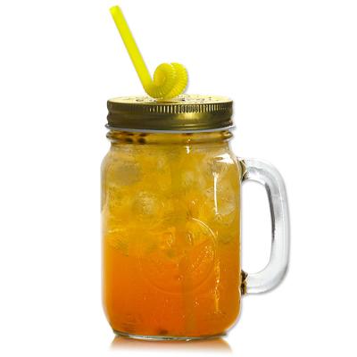 China 500ml Glass Storage Bottle Handle Drinking Glass Mason Jars Eco-friendly Square Glass Jar for sale