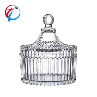 China Glass Storage Box Sugar Dish Holder With Lid Clear Glass Candy Storage Box for sale