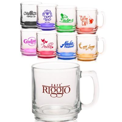 China Stored Color Glass Handle Mug 8oz Royalex Coffee Mug Glass Mugs for sale