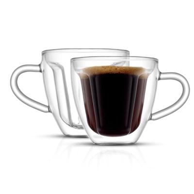 China Viable Double Wall Tea Cup Borosilicate Glass Mug Glass Coffee Mug for sale