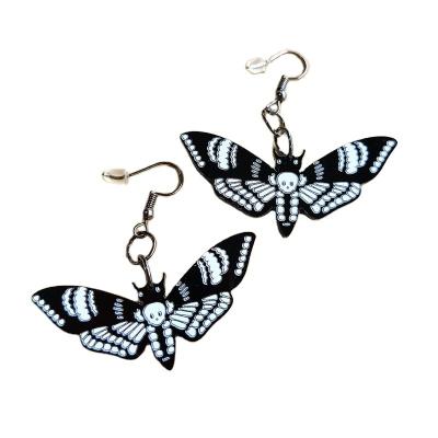 China Halloween Animal Earrings Skull Moth Insect Acrylic Black Butterfly Earrings for sale