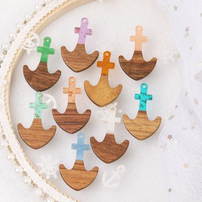 China Fashion Jewelry Accessories Handmade Cross Anchor DIY Craft More Casual/Sporty Natural Resin Wood Shaped Resin Wood Earrings for sale