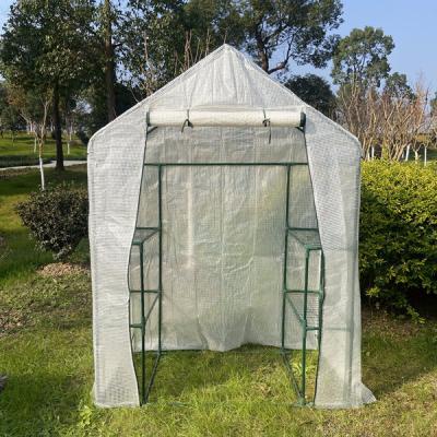 China Easily Assembled L143 x D73 x H195cmMini Tomato Growing Pe Mesh Garden Small Polytunnel Walk-in Greenhouse Portable With Reinforced Frame for sale