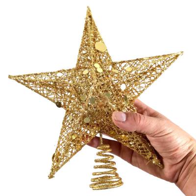 China Xmas Decoration Christmas Ornament Metal Star Gold Christmas Tree Hanging Stunning Star for Decoration for sale