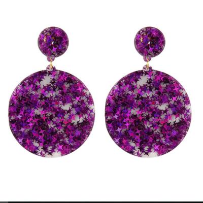 China CLASSIC trendy big round earings with acrylic purple star long earrings for sale