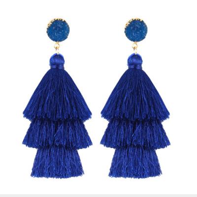 China 2020 Multicolor Casual/Sporty Blue Rhinestone Tree Shape Earring Tassels Layered Earring 3 for sale