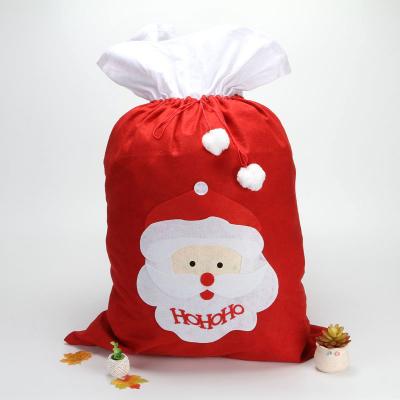 China Christmast Ornament Drawstring Gift Bag Party Decorations Gift Packing Large Santa Claus Christmas Sack for sale