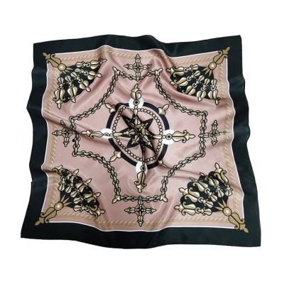 China Digital Printing Pink Design Cozy Scarves Ladies Fashion Charmeuse Silk Scarves for sale