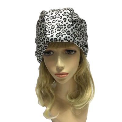 China Picture Leopard Print 100% Silk Hat Two Layer Daily Wear Silk Hat Silk Hood for sale