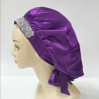 China Wholesale Picture Silk Hood With Bling Strap Comfortable Satin Sleep Cap for sale