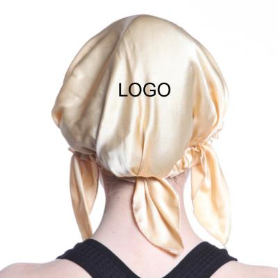 China Custom Beautiful Silk Image Hair Satin Night Sleep Logo Hood Hat for sale