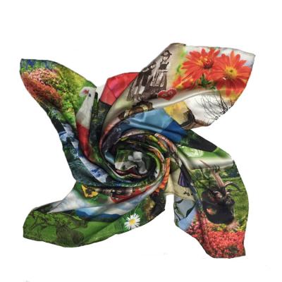 China Square Designer Own Design Custom Printed 100%silk Scarf Scarves for sale