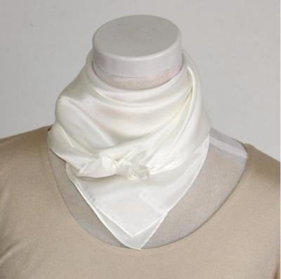 China Long Customized Scarf in 100% Pure White Satin Silk for sale