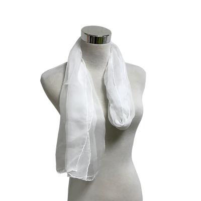 China Square 3.5mm White Square Gauze Silk Fabric Chiffon Scarf for sale