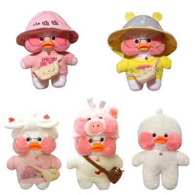 China Children's Toy Gift Creative Little Yellow Duck Stuffed Plush Cafe Mimi Duck Sweater Scarf Little Yellow Duck for sale